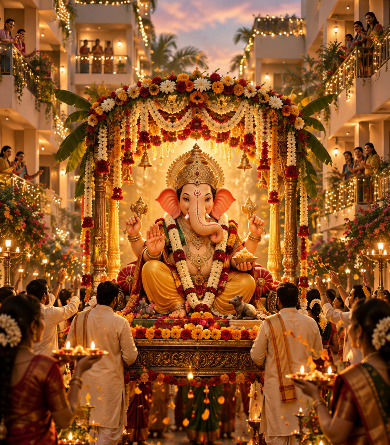 Lord Ganesha welcomed by residents at Ultimate Signature